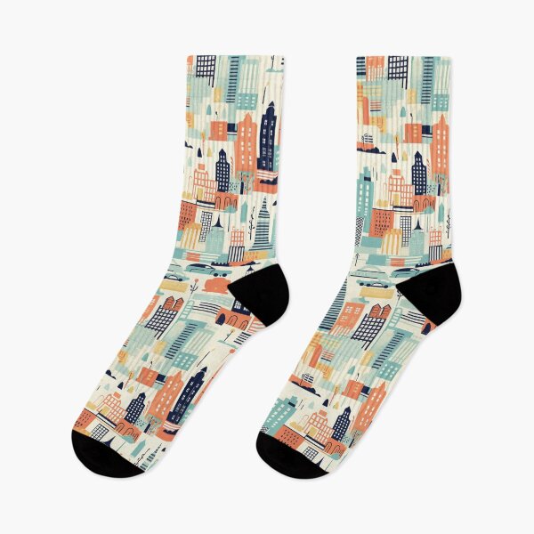 Item preview, City view illustration seamless pattern designed and sold by Clara Designs.