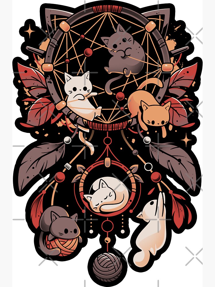 Cat Catcher Kittens Dream Catcher Magnet