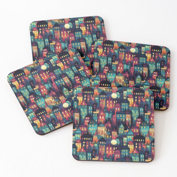 Item preview, City night view illustration seamless pattern designed and sold by Clara Designs.