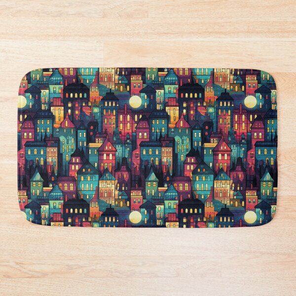 Item preview, City night view illustration seamless pattern designed and sold by Clara Designs.
