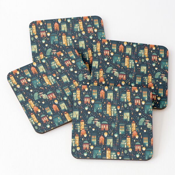 Item preview, City night view illustration seamless pattern designed and sold by Clara Designs.