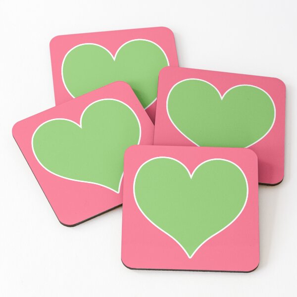 Item preview, Green and pink hearts designed and sold by PeachPaisleyPro.
