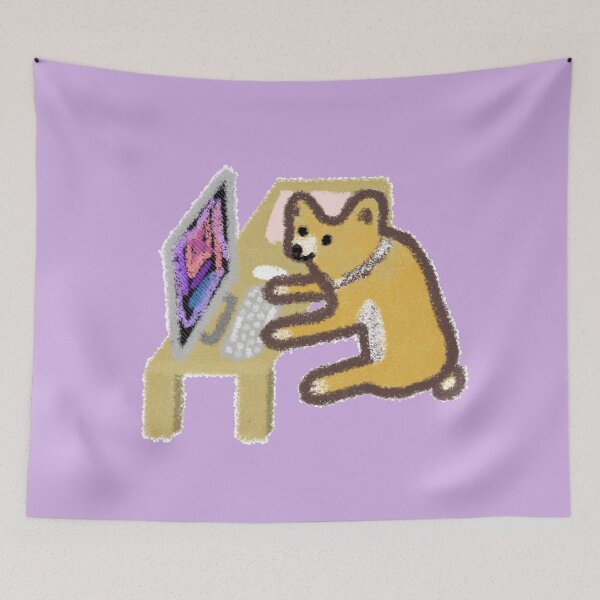 Item preview, Smiling corgi dog at the desk designed and sold by fiercemissf.