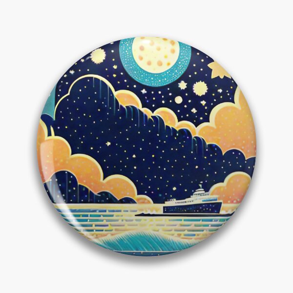 Item preview, Ship passing on a starry night designed and sold by ArtFactoryAI.