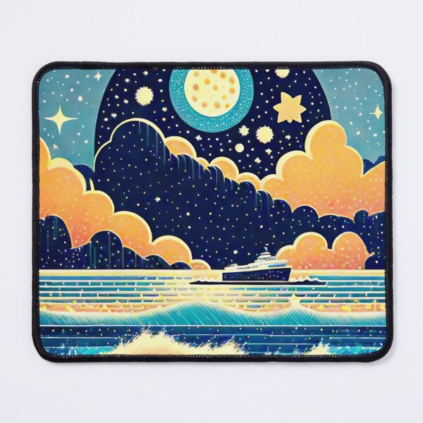 Item preview, Ship passing on a starry night designed and sold by ArtFactoryAI.