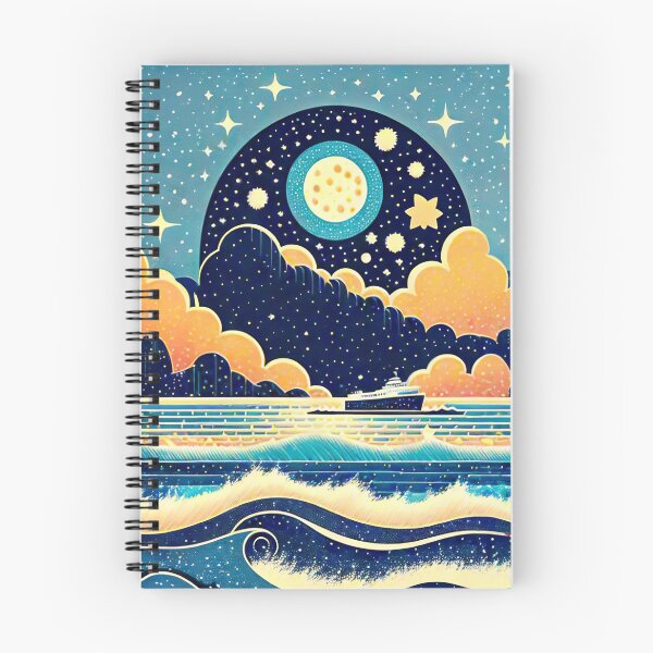 Item preview, Ship passing on a starry night designed and sold by ArtFactoryAI.