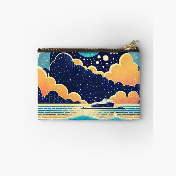 Item preview, Ship passing on a starry night designed and sold by ArtFactoryAI.
