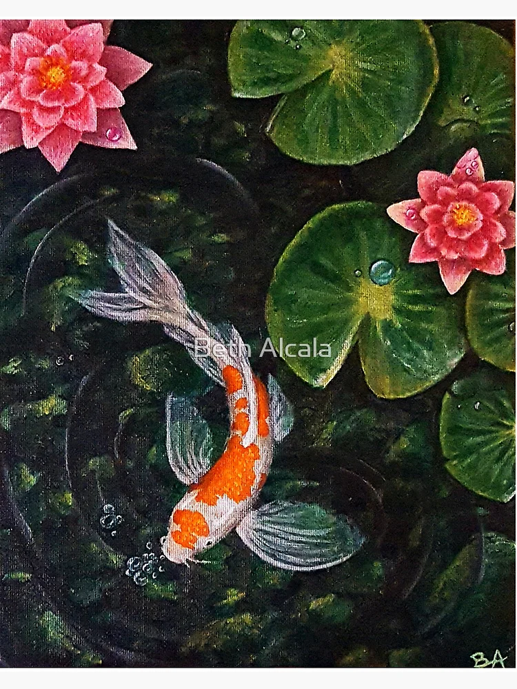 The Koi Pond Art Board Print for Sale by FantasySkyArt