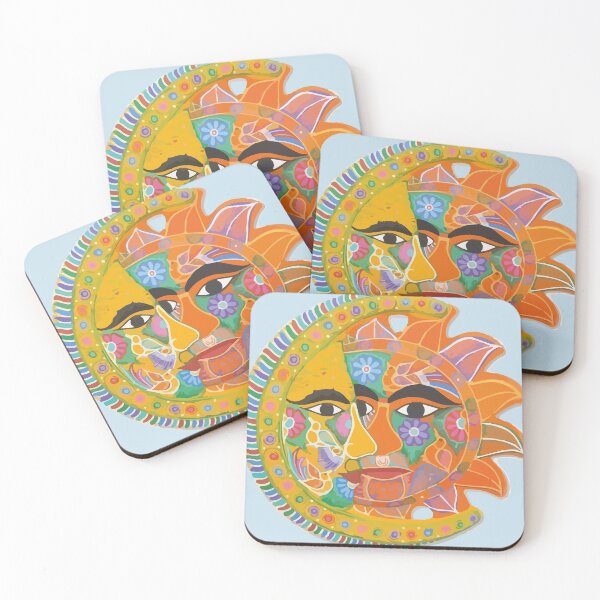 Item preview, Colorful mexican flowers sun and moon eclipse handmade maximalist pottery designed and sold by T-Mex.