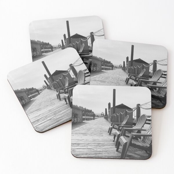 Item preview, Quiet day on the marina (black and white) designed and sold by SilverAlbatross.