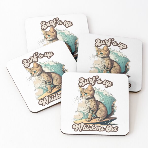 Item preview, Cat surfing beach t shirt for cat lovers cat surfing pun cat on surfboard designed and sold by JoeyGraceCatCo.