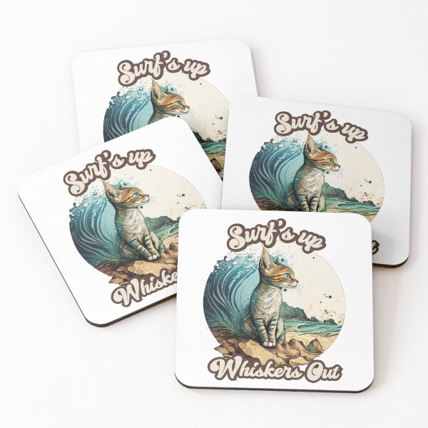 Item preview, Cat surfing beach t shirt for cat lovers cat surfing pun cat on surfboard designed and sold by JoeyGraceCatCo.