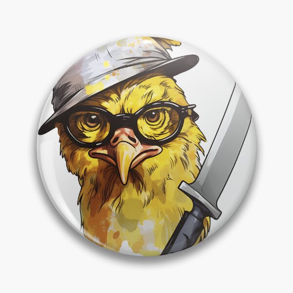 Item preview, Comic chicken chick with a knife. Meme chicken designed and sold by Anastasiia Yurevych.