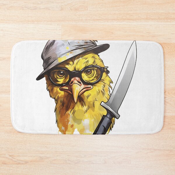 Item preview, Comic chicken chick with a knife. Meme chicken designed and sold by Anastasiia Yurevych.