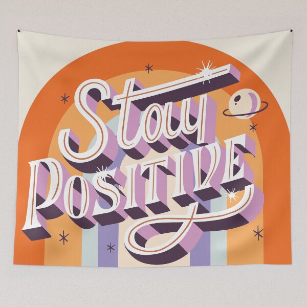 Item preview, stay positive retro motivational rainbow designed and sold by PngParty.