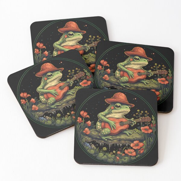 Item preview, Cottagecore Aesthetic Frog Playing Banjo on Mushroom Cute designed and sold by anass002.