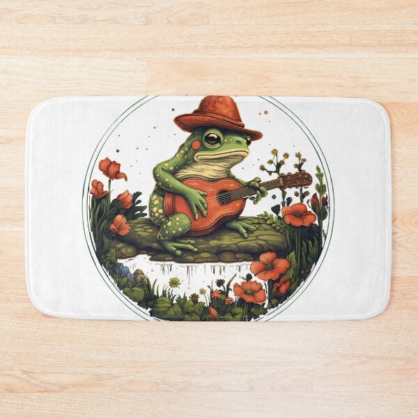 Item preview, Cottagecore Aesthetic Frog Playing Banjo on Mushroom Cute designed and sold by anass002.
