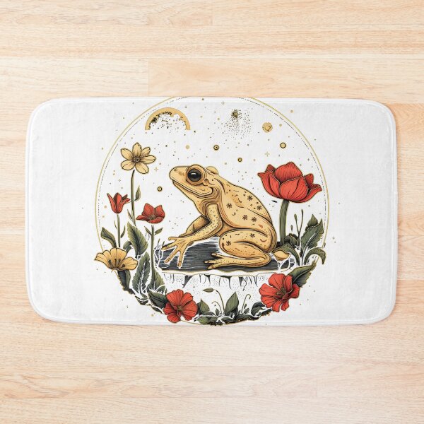 Item preview, Cottagecore frog sitting around on colorful flowers designed and sold by anass002.