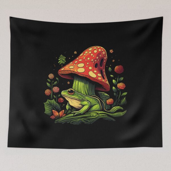 Item preview, Cottagecore frog sitting around on colorful flowers designed and sold by anass002.
