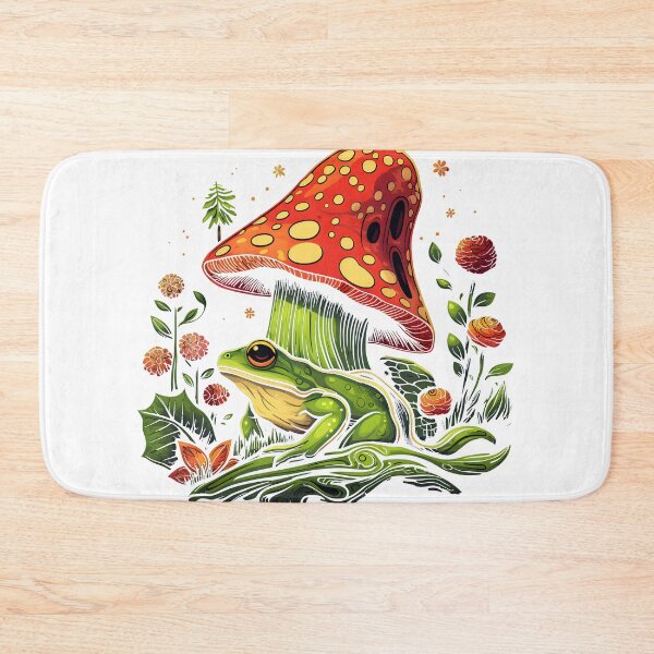 Item preview, Cottagecore frog sitting around on colorful flowers designed and sold by anass002.