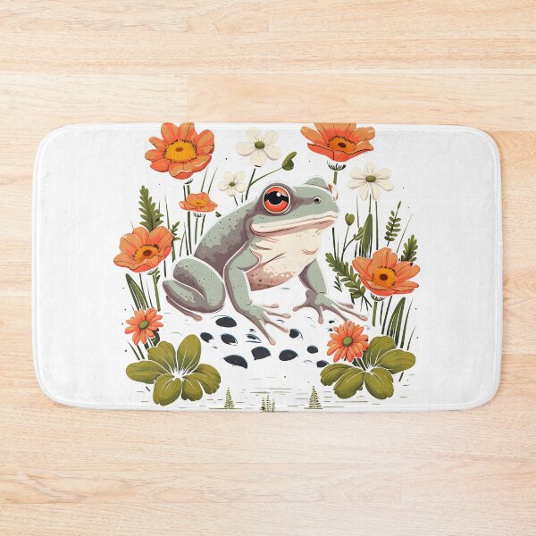 Item preview, Cottagecore frog sitting around on colorful flowers designed and sold by anass002.