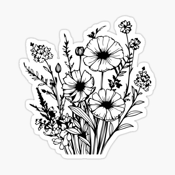 Artikel-Vorschau von Wildblumen-Aufkleber/Aufkleber, designt und verkauft von LizzyGraphics.