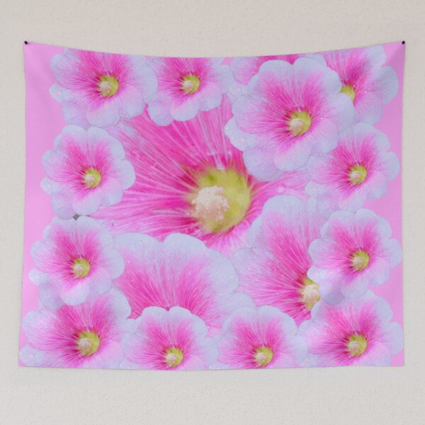Item preview, ABSTRACT PINK HOLLYHOCK FLOWERS GARDEN ART designed and sold by sharlesart.