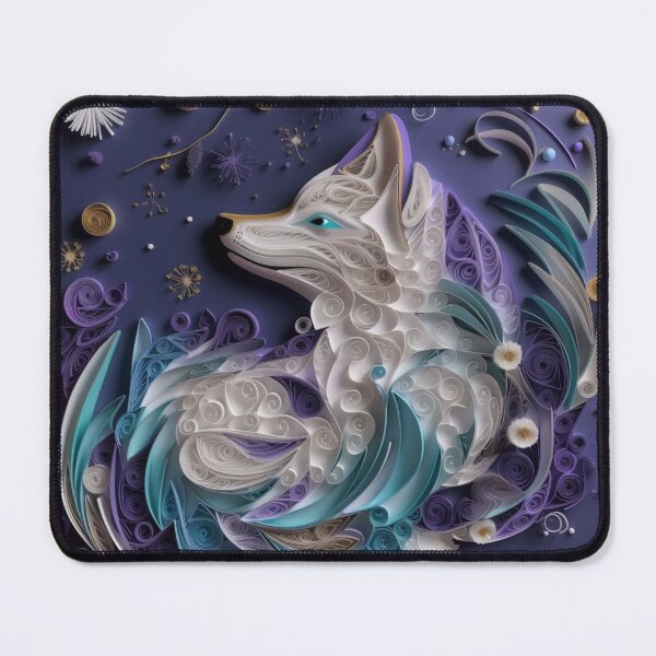 Item preview, Illustration of a fox made of flowers and petals in blue designed and sold by aiphotosart.