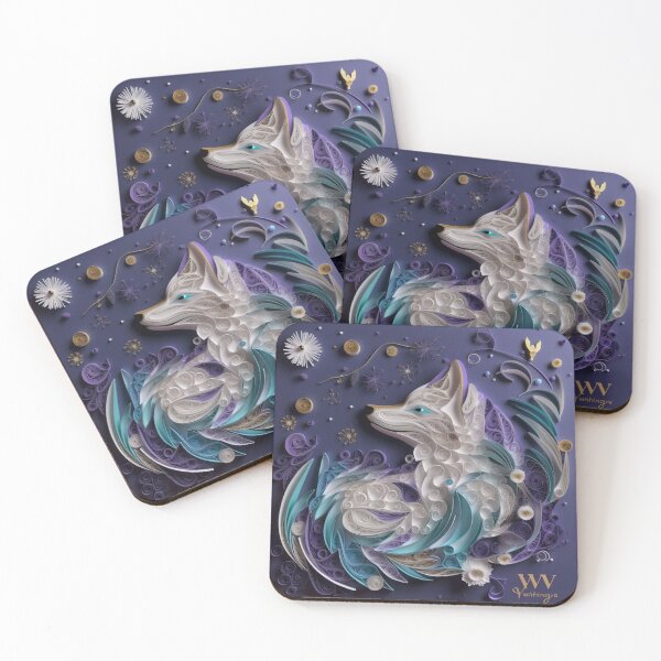 Item preview, Illustration of a fox made of flowers and petals in blue designed and sold by aiphotosart.