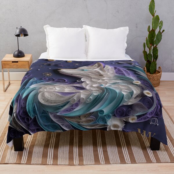 Item preview, Illustration of a fox made of flowers and petals in blue designed and sold by aiphotosart.