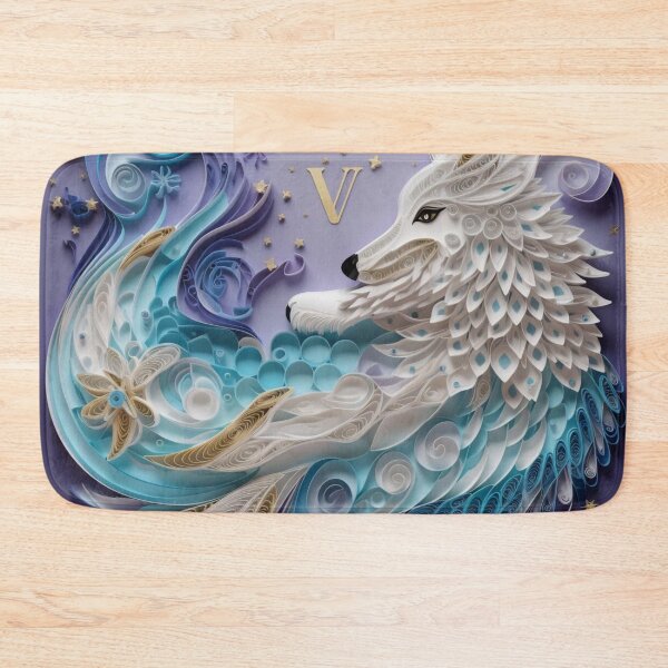 Item preview, Illustration of a wolf in the form of a dragon on a purple background designed and sold by aiphotosart.