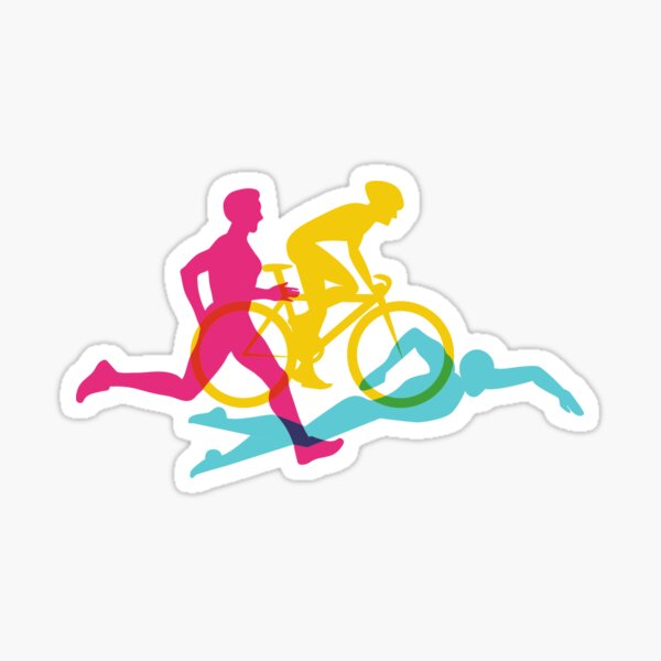 Swim, Bike, Run: Unveiling the Triathlon Triumph Trio Logo Collection Sticker