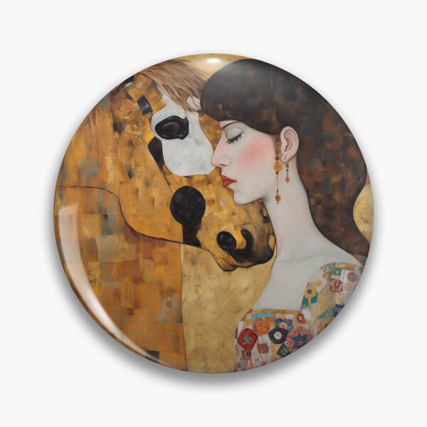 Item preview, Unspoken Connection: The Horses Embrace - A Klimt-inspired Tribute designed and sold by EmeraldeaArt.