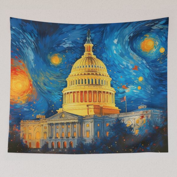 Item preview, United States Capitol in Washington DC Van Gogh Style Painting designed and sold by CoffeeAfterDark.
