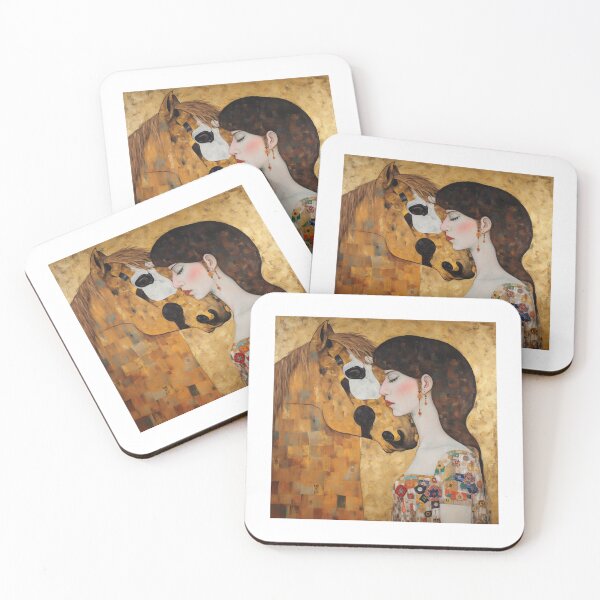 Item preview, Unspoken Connection: The Horses Embrace - A Klimt-inspired Tribute designed and sold by EmeraldeaArt.