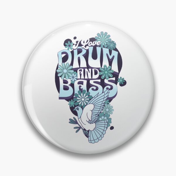 Item preview, DRUM AND BASS  - I Love Retro Bird (ice blue/eggplant)  designed and sold by Discothreadz.