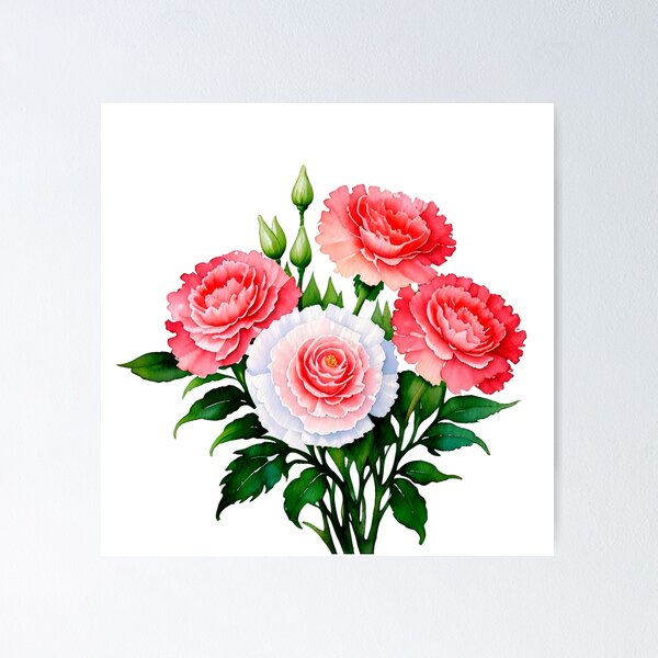 Item preview, Watercolor painting of carnation designed and sold by Harmonysens.