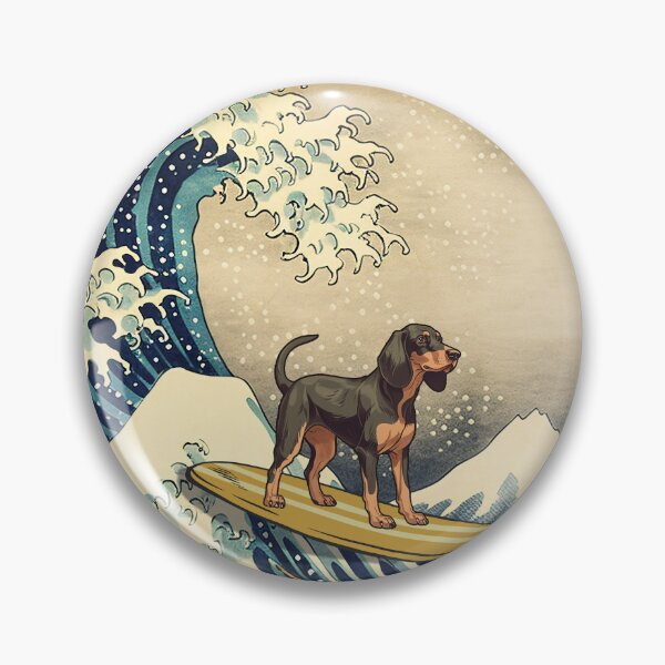Artikelvorschau, Black and Tan Coonhound Kanagawa Japanese Surfing Wave entworfen und verkauft von rafaeltto.