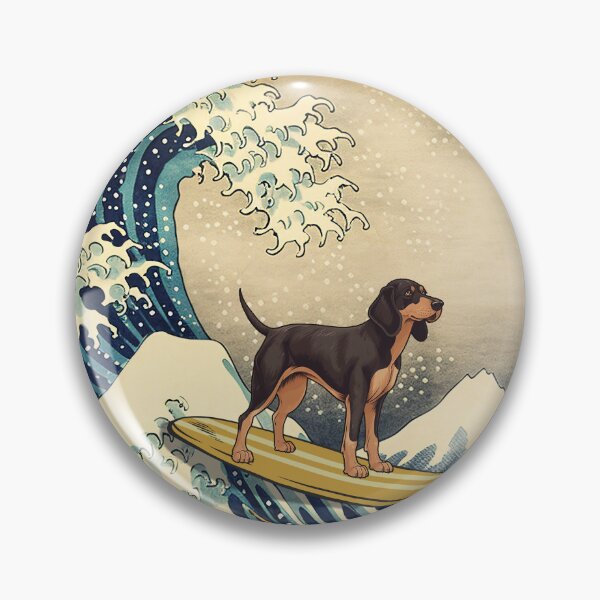 Artikelvorschau, Black and Tan Coonhound Kanagawa Japanese Surfing Wave entworfen und verkauft von rafaeltto.