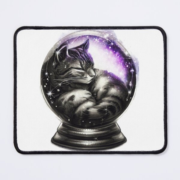 Aperçu de l'œuvre Chat mystique dans une boule de cristal, magie violette créée et vendue par Odd-jack.
