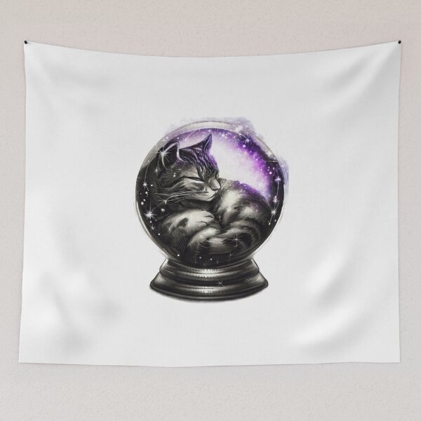 Item preview, Mystic cat in a crystal ball, purple magic designed and sold by Odd-jack.