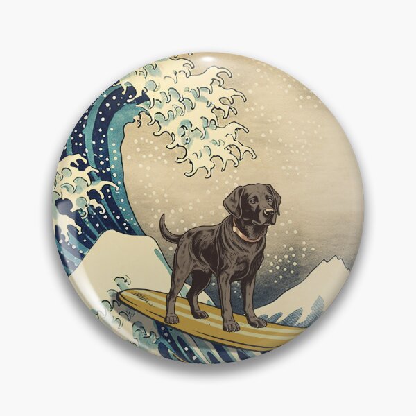 Item preview, Black Labrador Kanagawa Japanese Surfing Wave designed and sold by rafaeltto.
