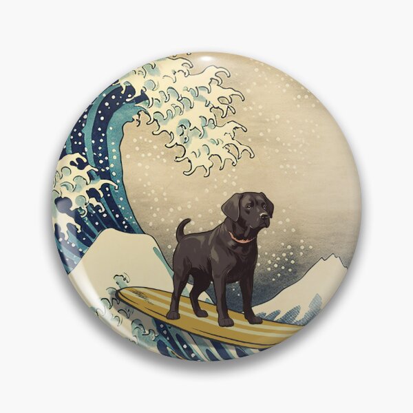 Item preview, Black Labrador Kanagawa Japanese Surfing Wave designed and sold by rafaeltto.