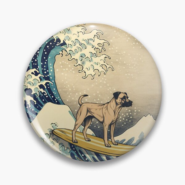 Item preview, Black Mouth Cur Kanagawa Japanese Surfing Wave designed and sold by rafaeltto.