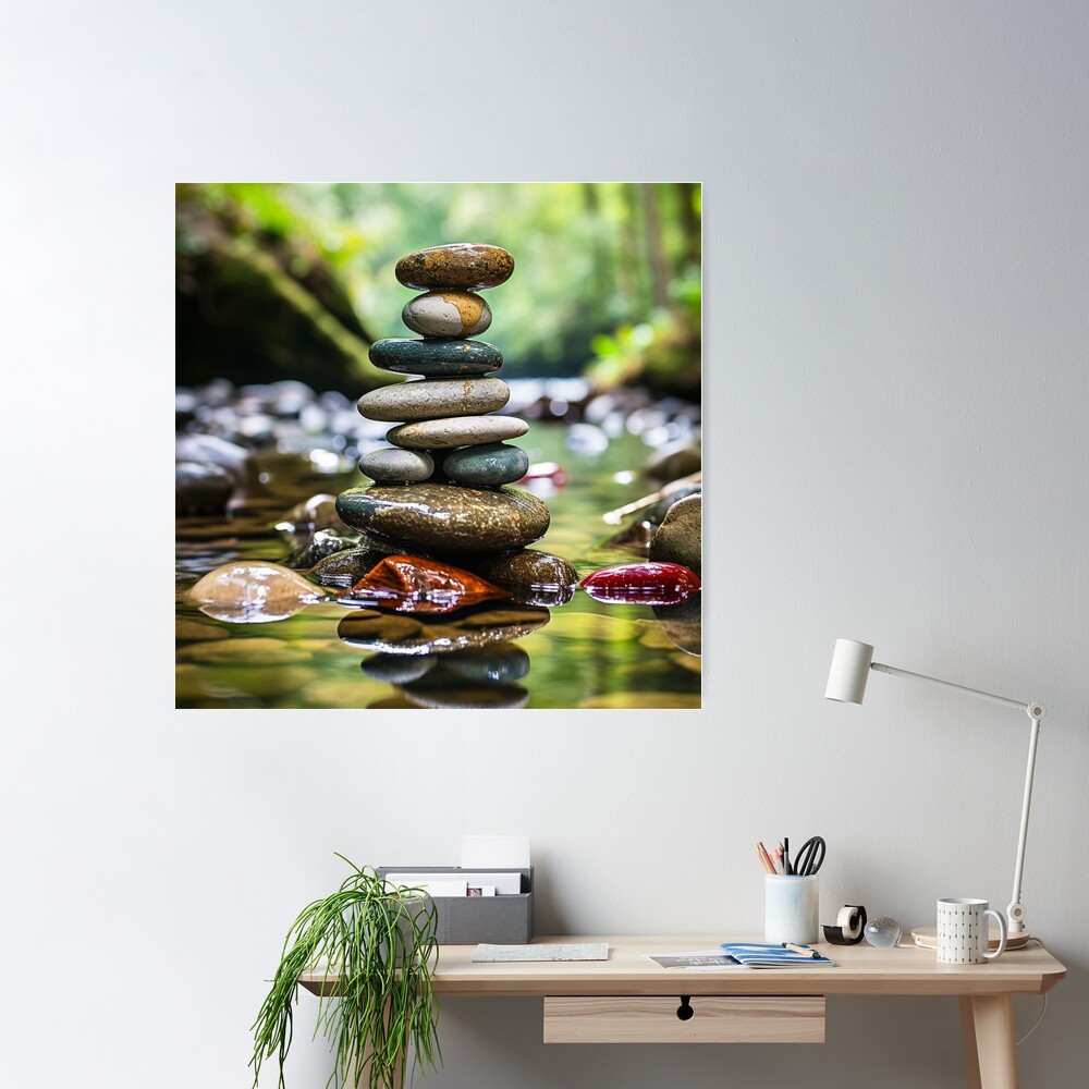 Zen Stacked Rocks Poster for Sale by FineArtsPro