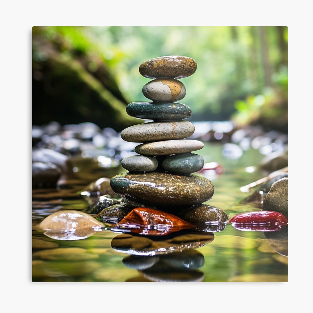 Zen sticker orchid and stacked rocks