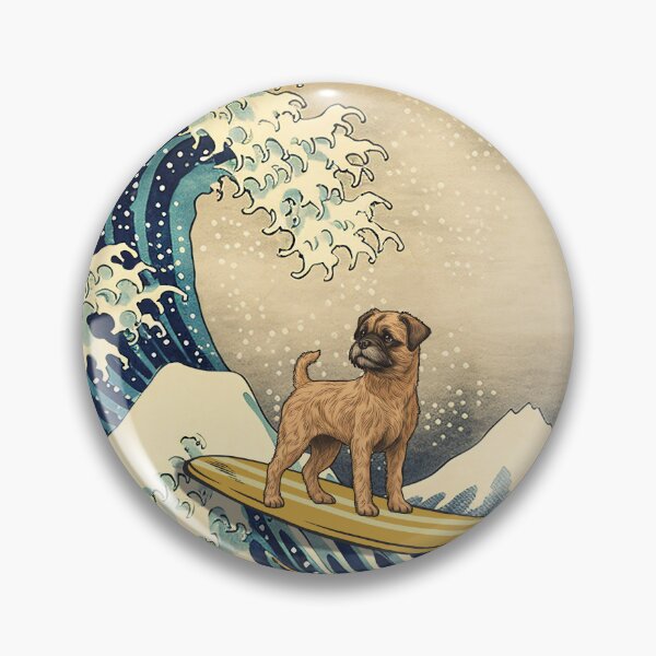 Item preview, Border Terrier Kanagawa Japanese Surfing Wave designed and sold by rafaeltto.