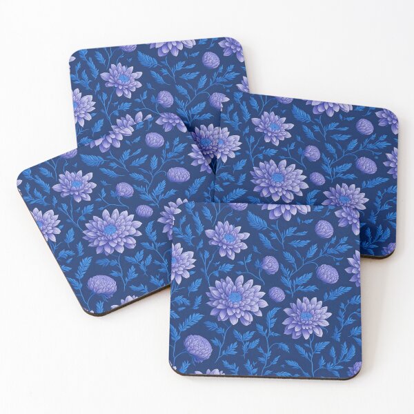 Item preview, A Captivating Pattern of Purple and Blue Chrysanthemums designed and sold by EnzoGatti.