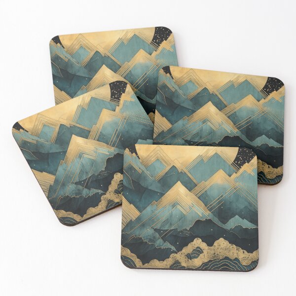 Item preview, Gold and Cyan Mountainscape designed and sold by schamsyy.