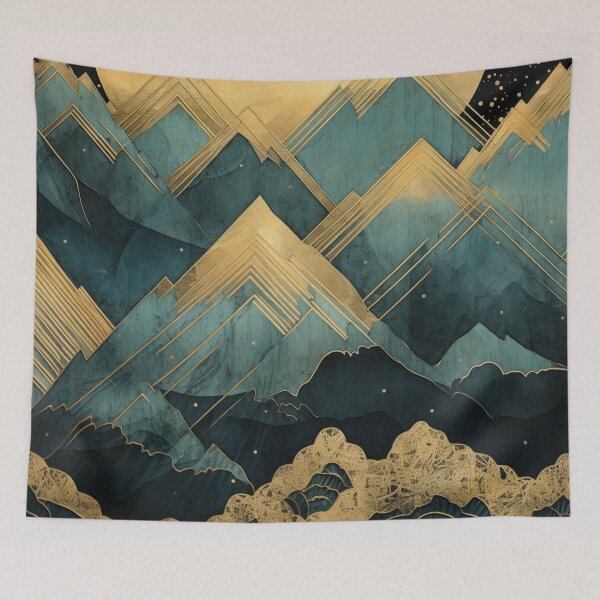 Item preview, Gold and Cyan Mountainscape designed and sold by schamsyy.